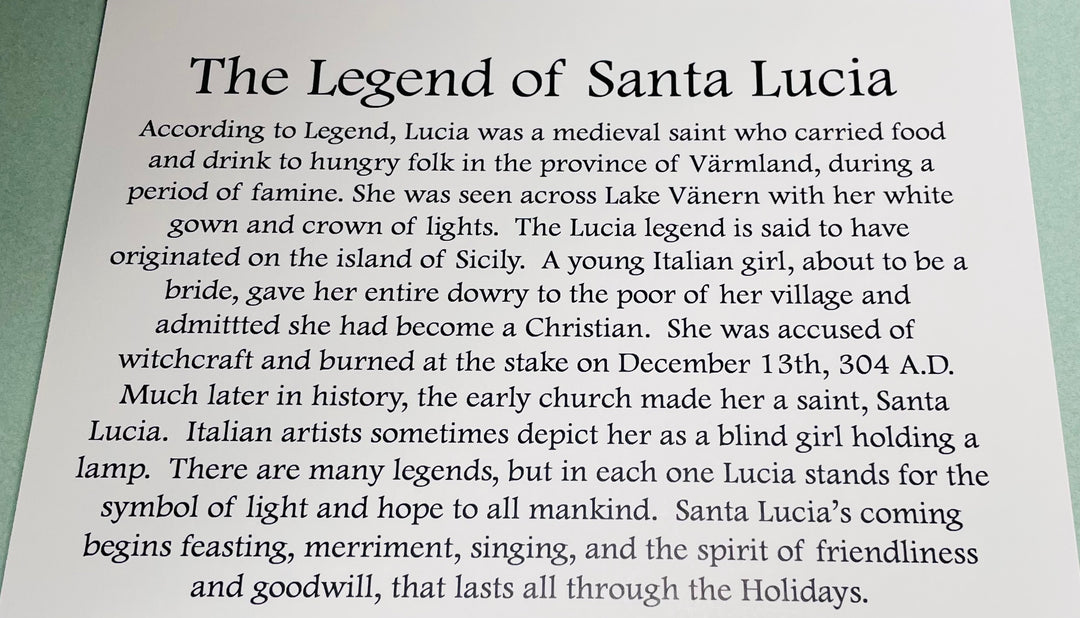 Boxed cards, Lucia with the story of Saint Lucia