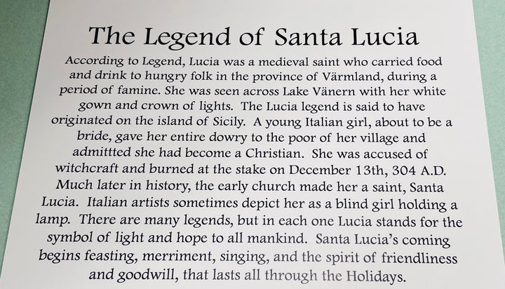 Boxed cards, Lucia with the story of Saint Lucia