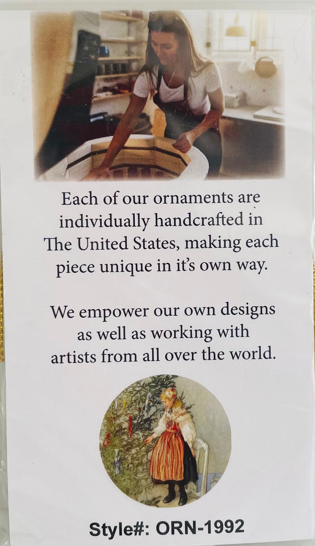 Ceramic Ornament, Carl Larsson Decorating Christmas Tree