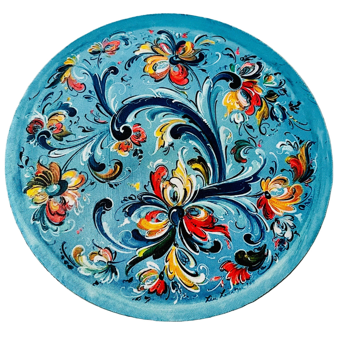 Lise Lorentzen Rosemaling Round Mouse Pad