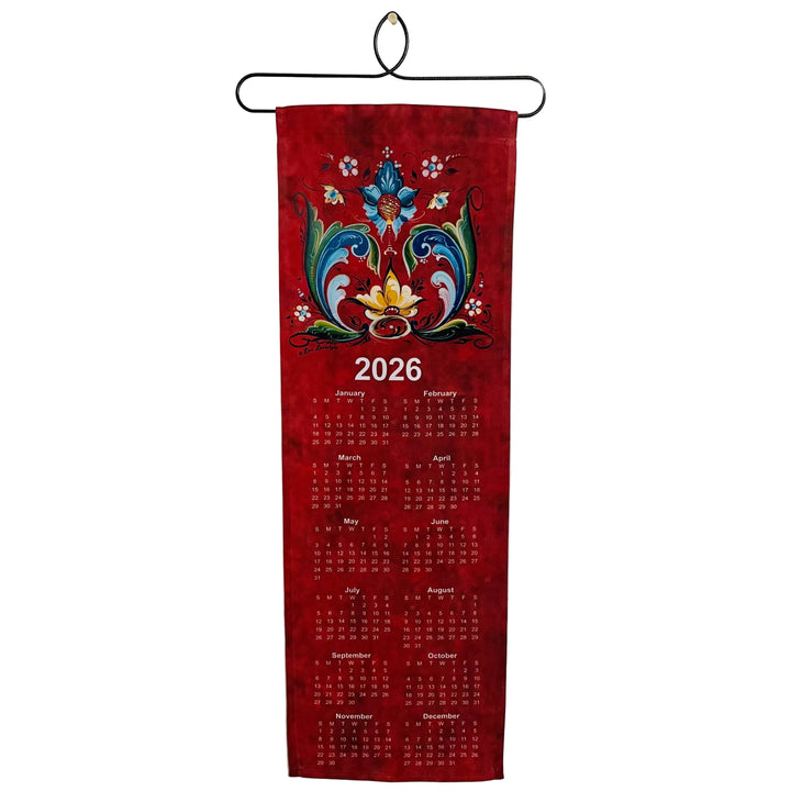 2026 Lise Lorentzen Rosemaling Fabric Wall Hanging Calendar