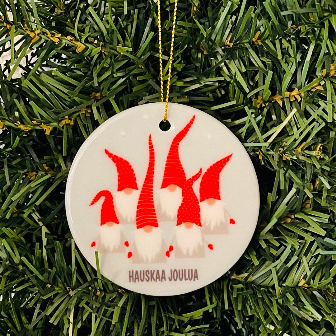 Ceramic Ornament, Hauskaa Joulua Gnomes