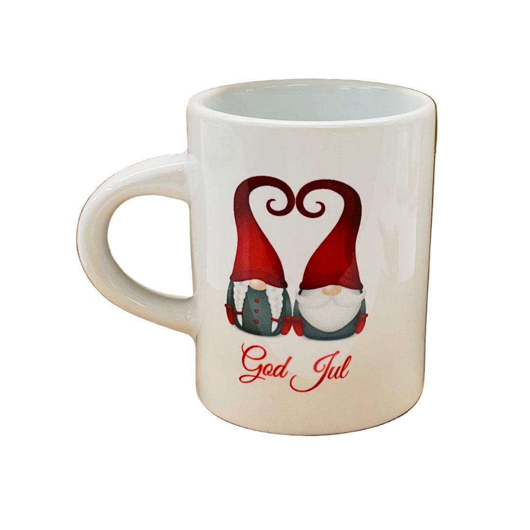 Ceramic Glögg Cup - God Jul Gnome couple