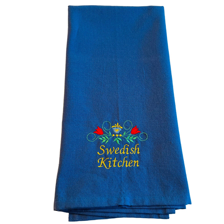 Dish Towel - Swedish Kitchen on Indigo Blue