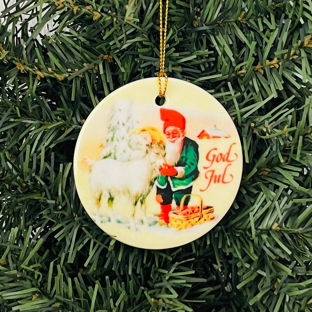 Ceramic Ornament, Tomte with Goat