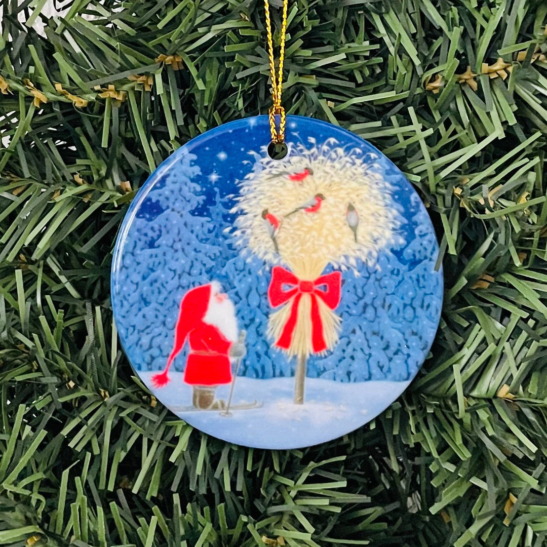 Ceramic Ornament, Eva Melhuish Tomte Jul Neg & birds