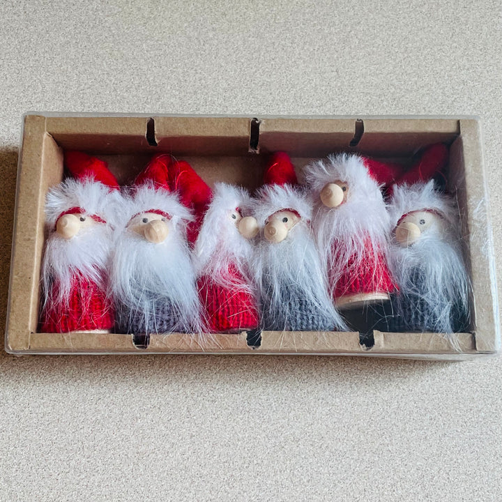 Red & Gray gnome ornaments - Box of 6