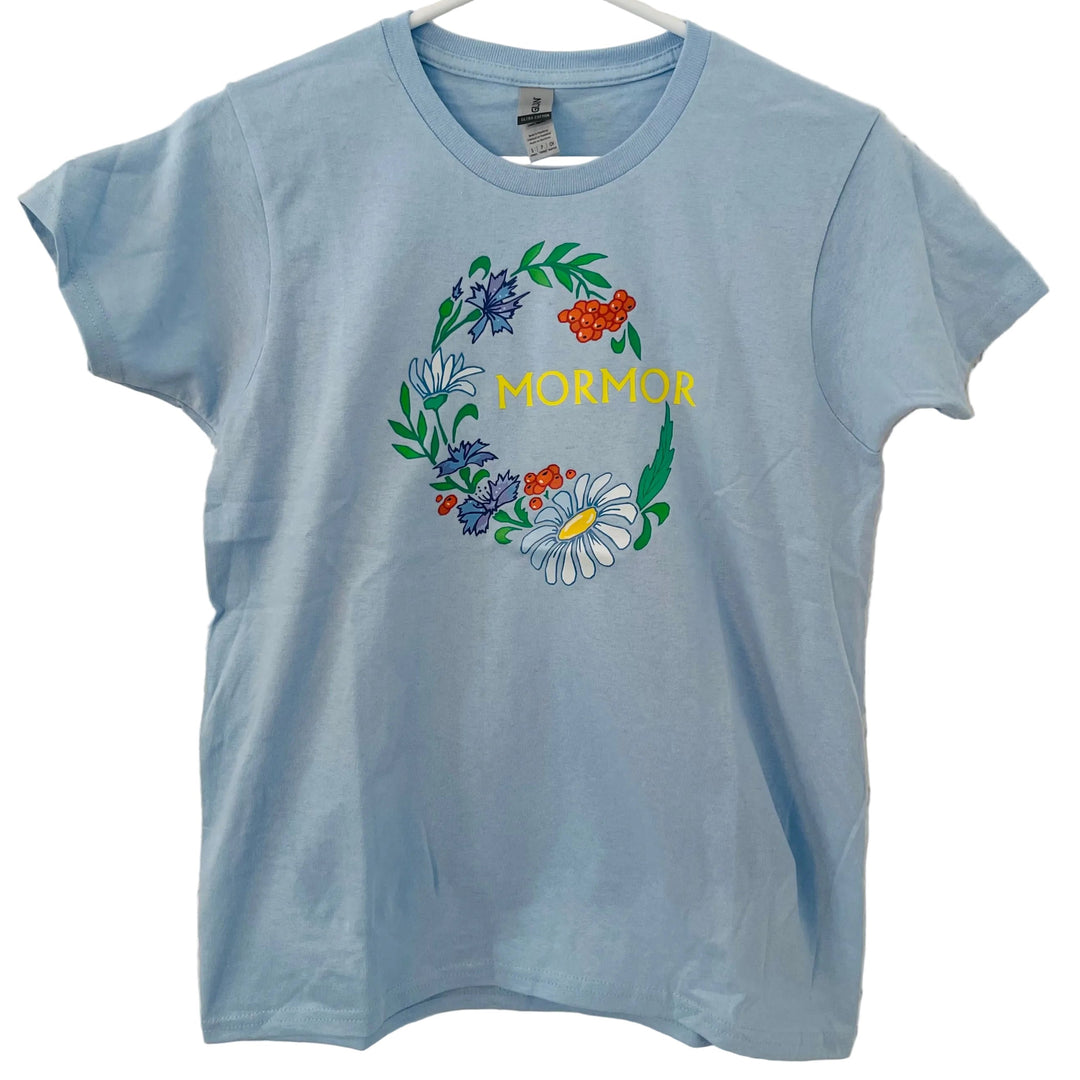 Floral Mormor on Light Blue T-shirt