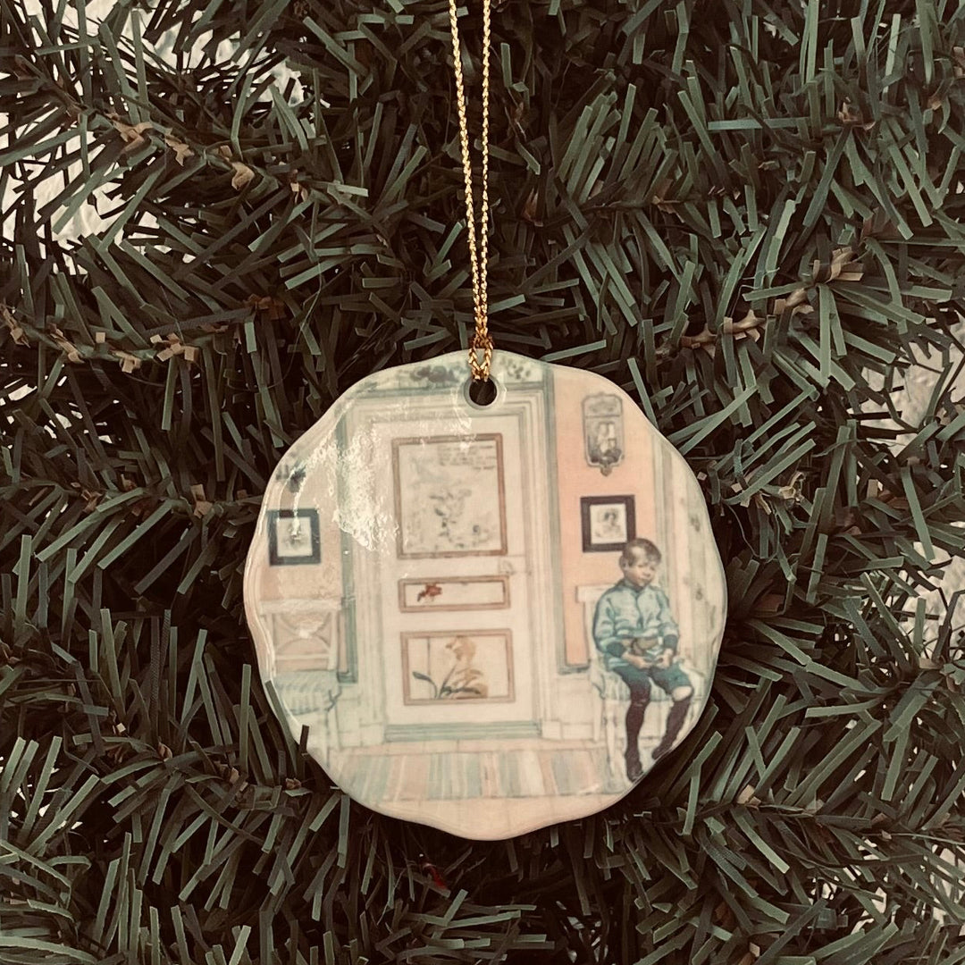 Ceramic Ornament, Carl Larsson Boy on chair
