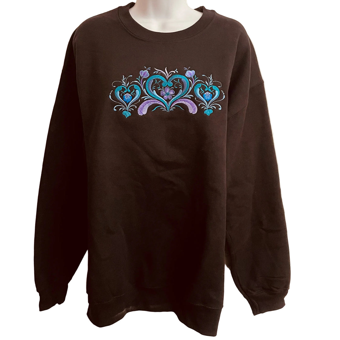Sweatshirt - Rosemaling hearts on Black