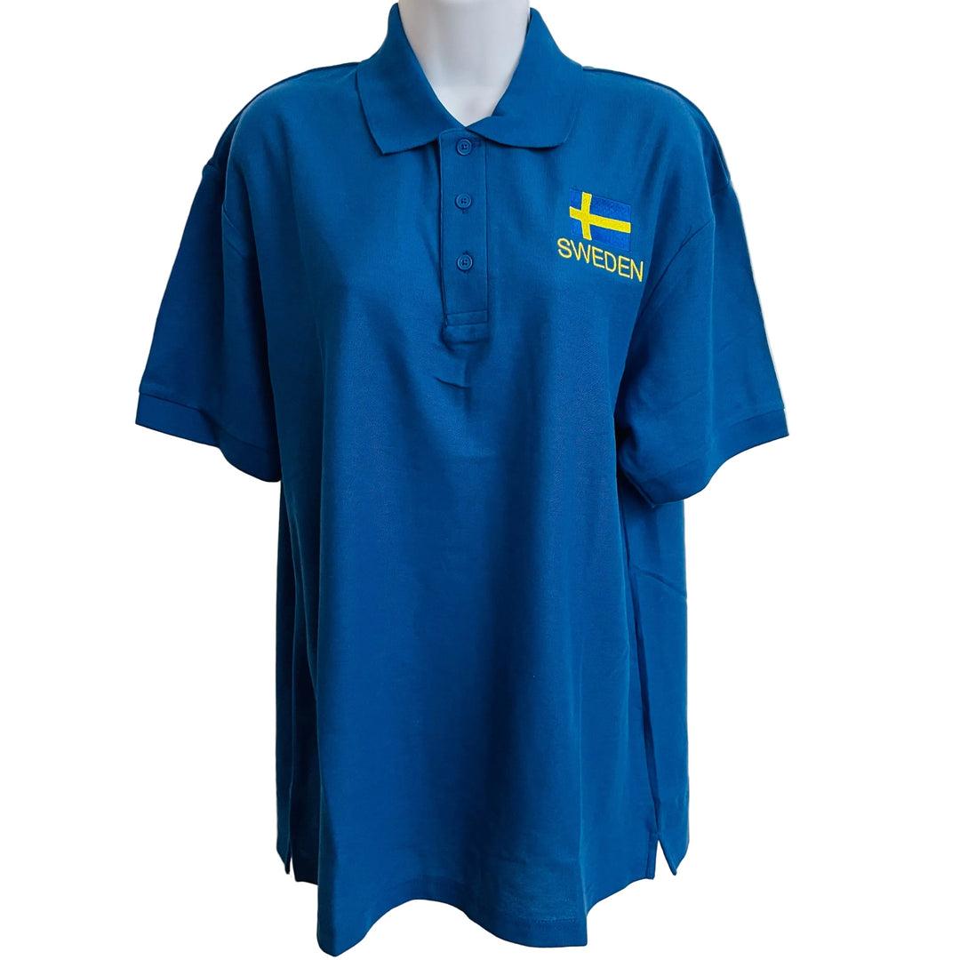 Polo - Sweden & Flag on Royal blue