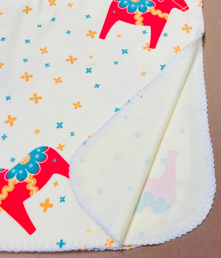 SALE Fleece Baby Blanket - Dala horses