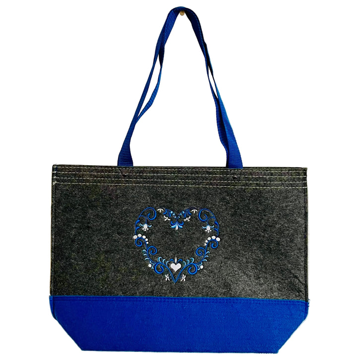 Tote Bag - Grey with Folk Art Heart