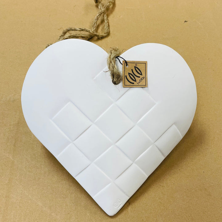 Ceramic heart basket ornament