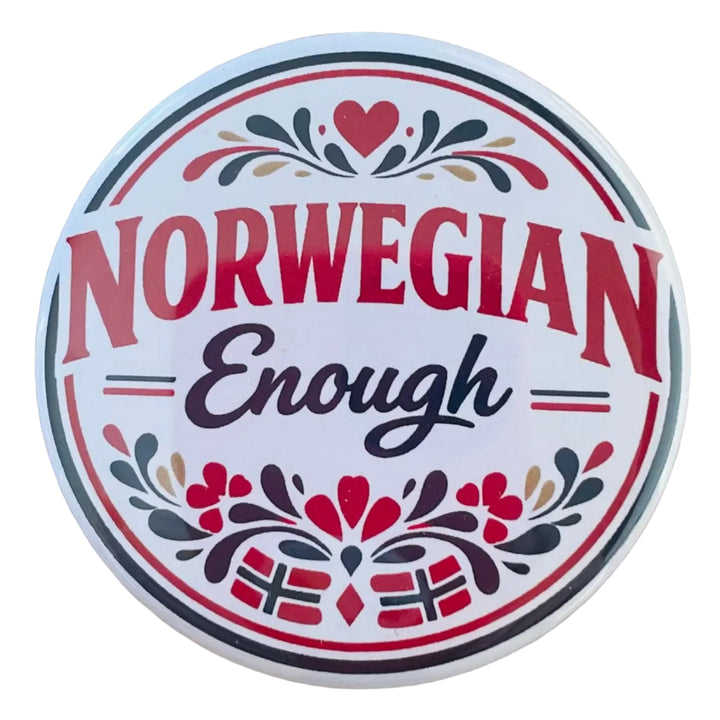 Norwegian Enough round button/magnet