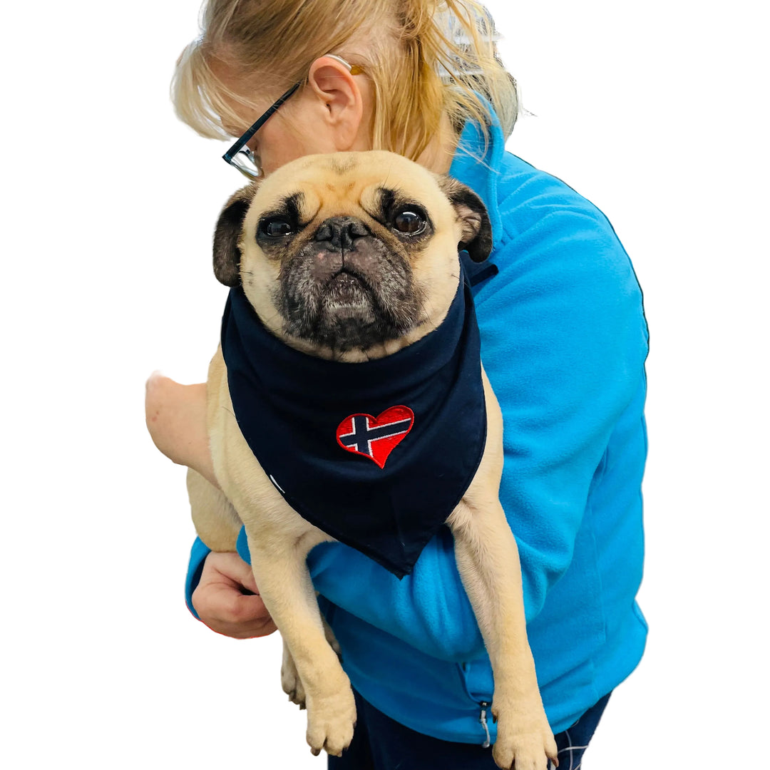 Cotton Bandana with Embroidered Norway Heart