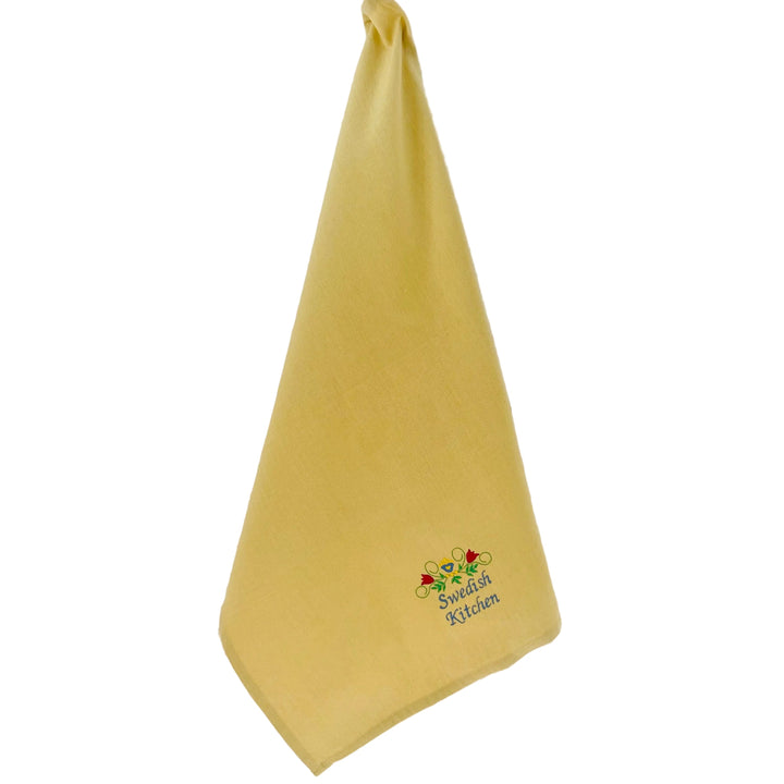 Dish Towel - Swedish Kitchen on Mustard Yellow