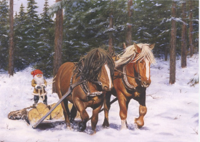 Boxed cards, Jan Bergerlind Tomte with Horse Assortment