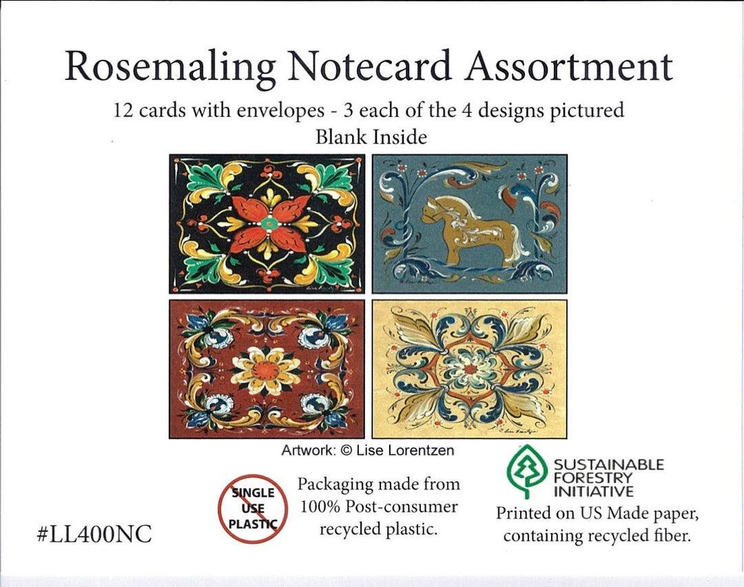 Boxed Note cards, Lise Lorentzen Rosemaling assortment