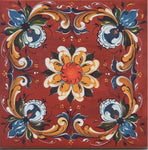 6" Ceramic Tile, Lise Lorentzen Red Rosemaling