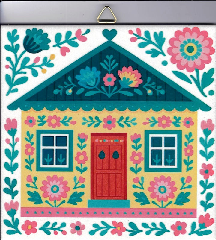 6" ceramic tile, Nordic Cottage House with flowers