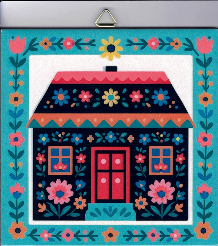 6" ceramic tile, Nordic Cottage House with flowers