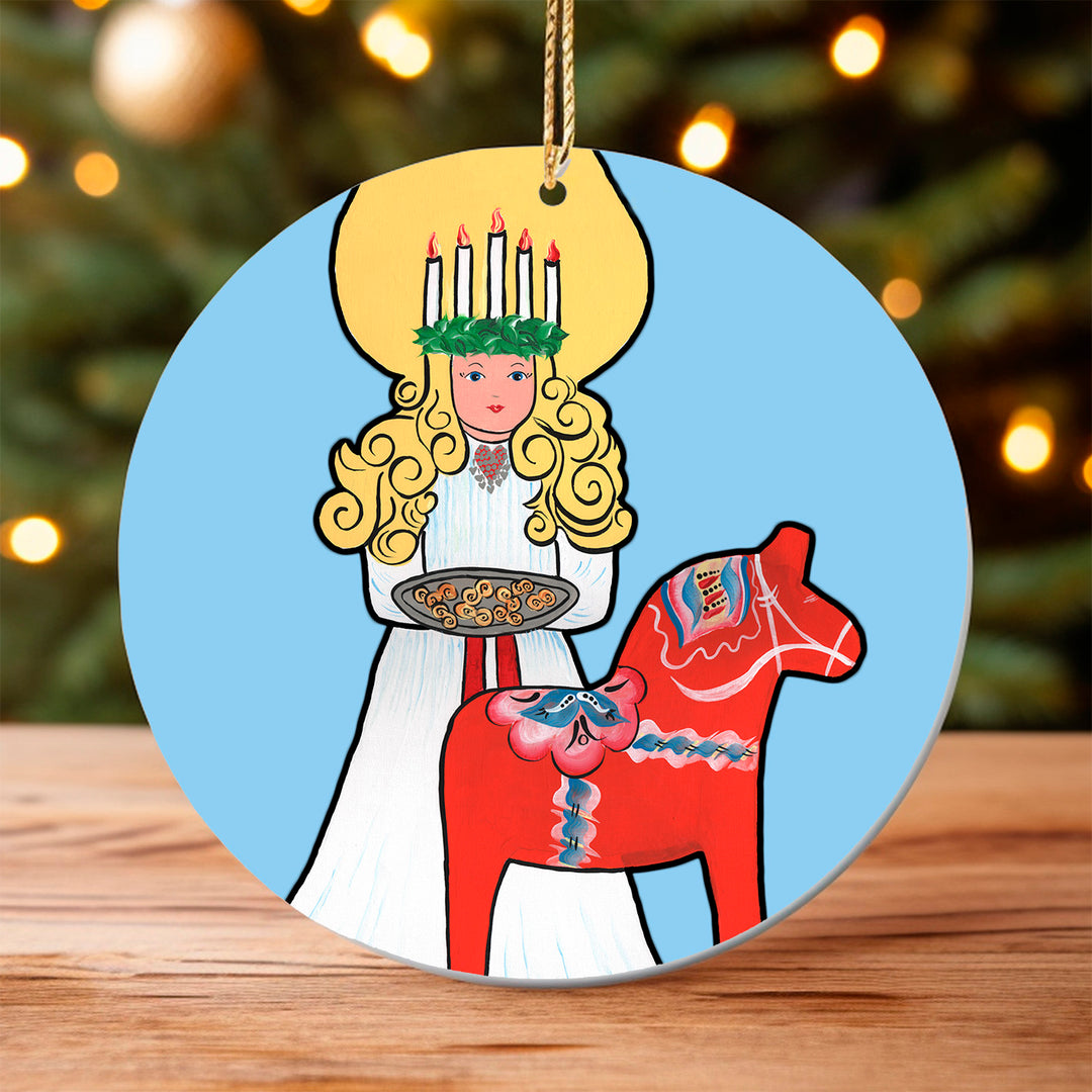 Ceramic Ornament, Lucia and Dala Horse