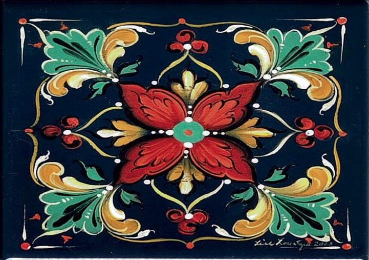 Rectangle Magnet, Lise Lorentzen Rosemaling