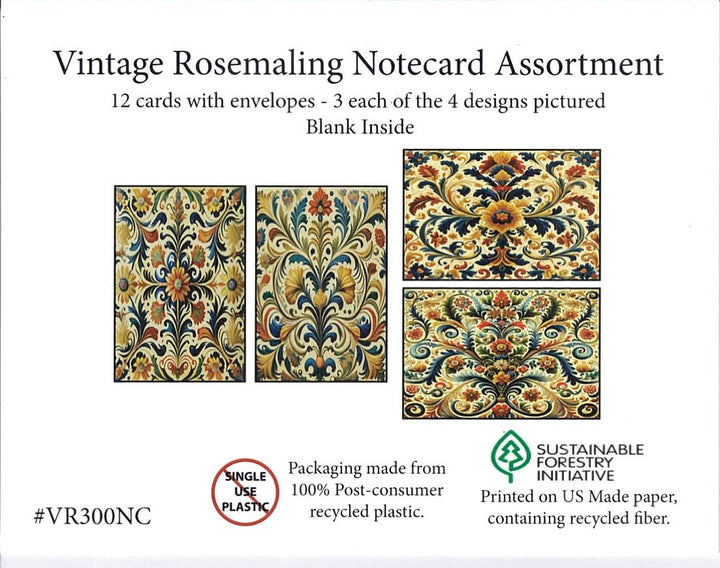 Boxed Note cards, Vintage Rosemaling