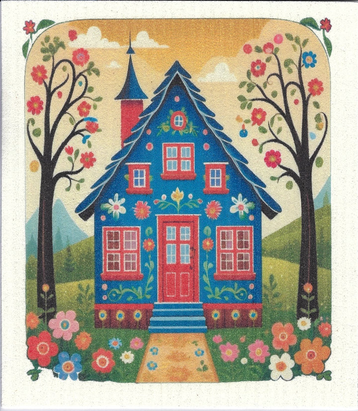 Swedish Dishcloth - Little Blue House