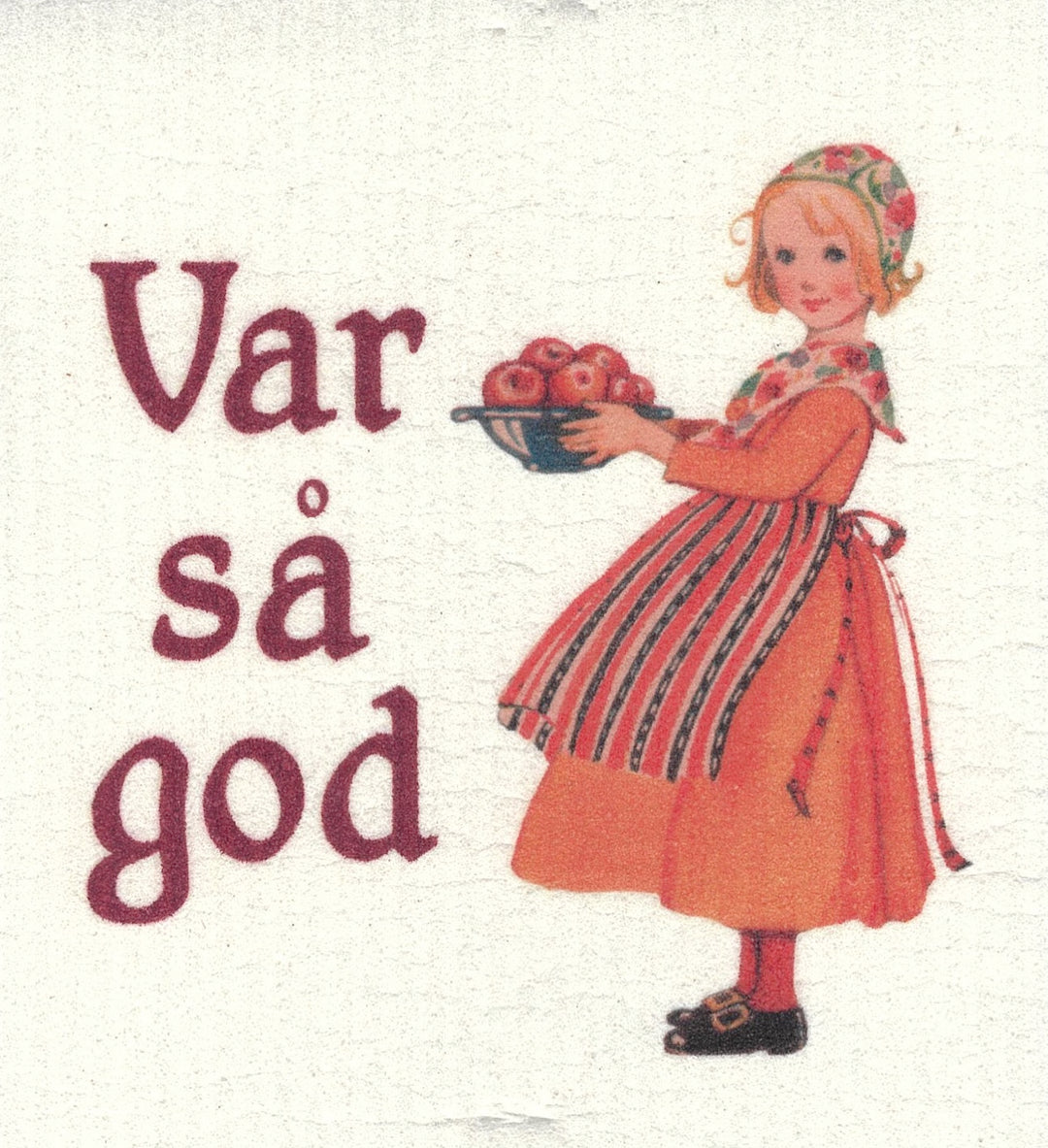 Swedish Dishcloth - Swedish girl with apples