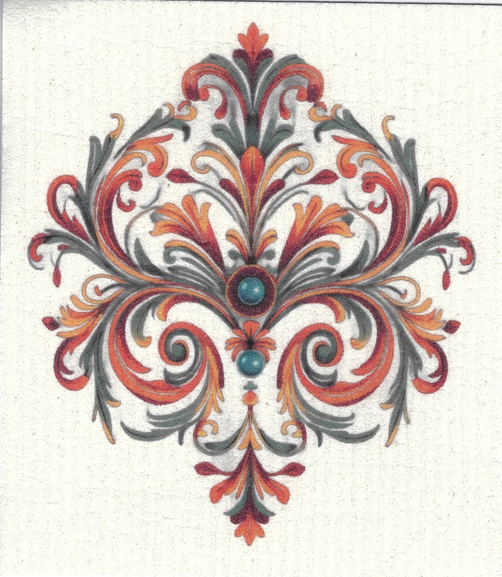 Swedish Dishcloth -  Rosemaling