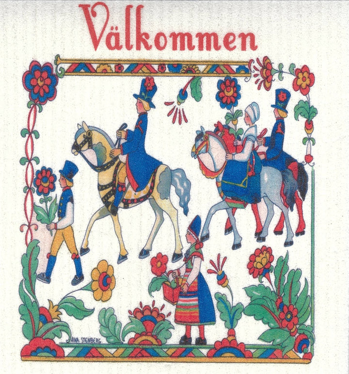 Swedish Dishcloth -  Swedish people on horses