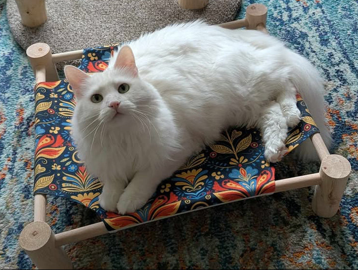 Pet Bed with Wood Base Folk Art Flowers