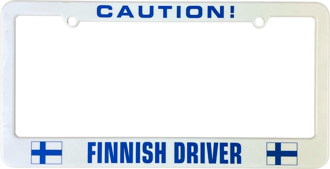 Caution Finnish driver license plate frame