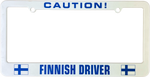 Caution Finnish driver license plate frame