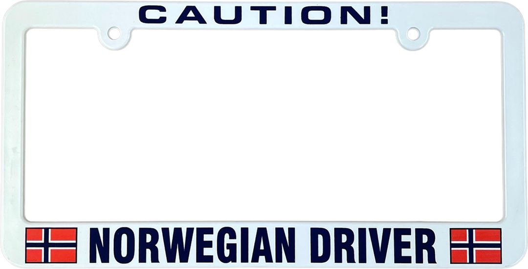 Caution Norwegian driver license plate frame