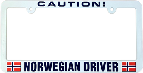 Caution Norwegian driver license plate frame