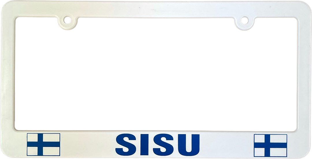 Finnish Sisu license plate frame with Finland flags