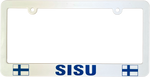 Finnish Sisu license plate frame with Finland flags
