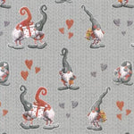 Grey Knit Gnomes & Hearts Gift wrap or Craft paper