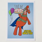 Post card, Karin Didring Birthday Dala horse