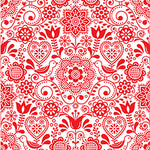 Red Folk Art Gift wrap or craft paper