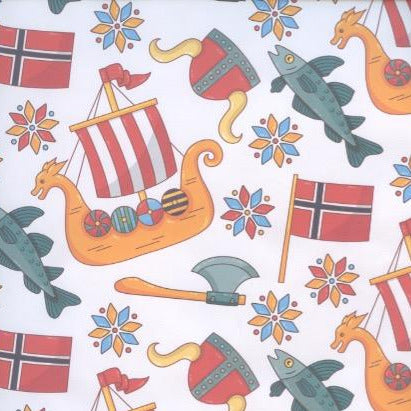 Viking Ships, Axes,  Norway Flags Gift wrap or craft paper