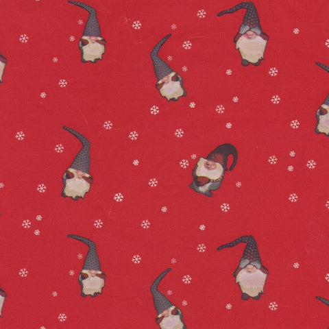 Gnomes on Red Gift wrap or Craft paper
