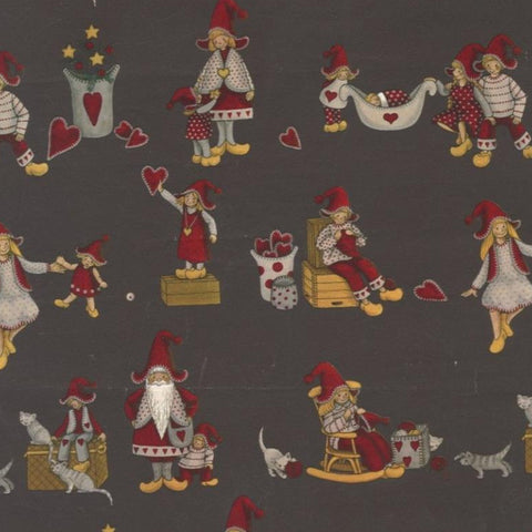 Tomte Boy & Girl on Brown Gift wrap or Craft paper