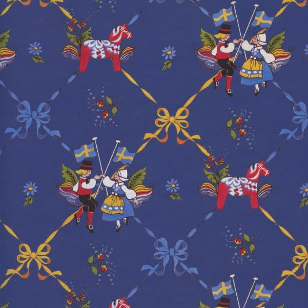 Swedish Dancers & Dala Horse Gift wrap or Craft paper