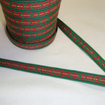 Fabric Ribbon Trim by the yard - Red & green