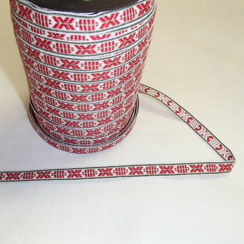 Fabric Ribbon Trim by the yard - Red, white & green