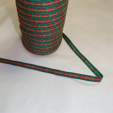 Fabric Ribbon Trim by the yard - Red & green